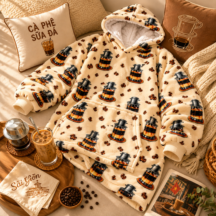 Cà Phê Sữa Đá Wearable Blanket